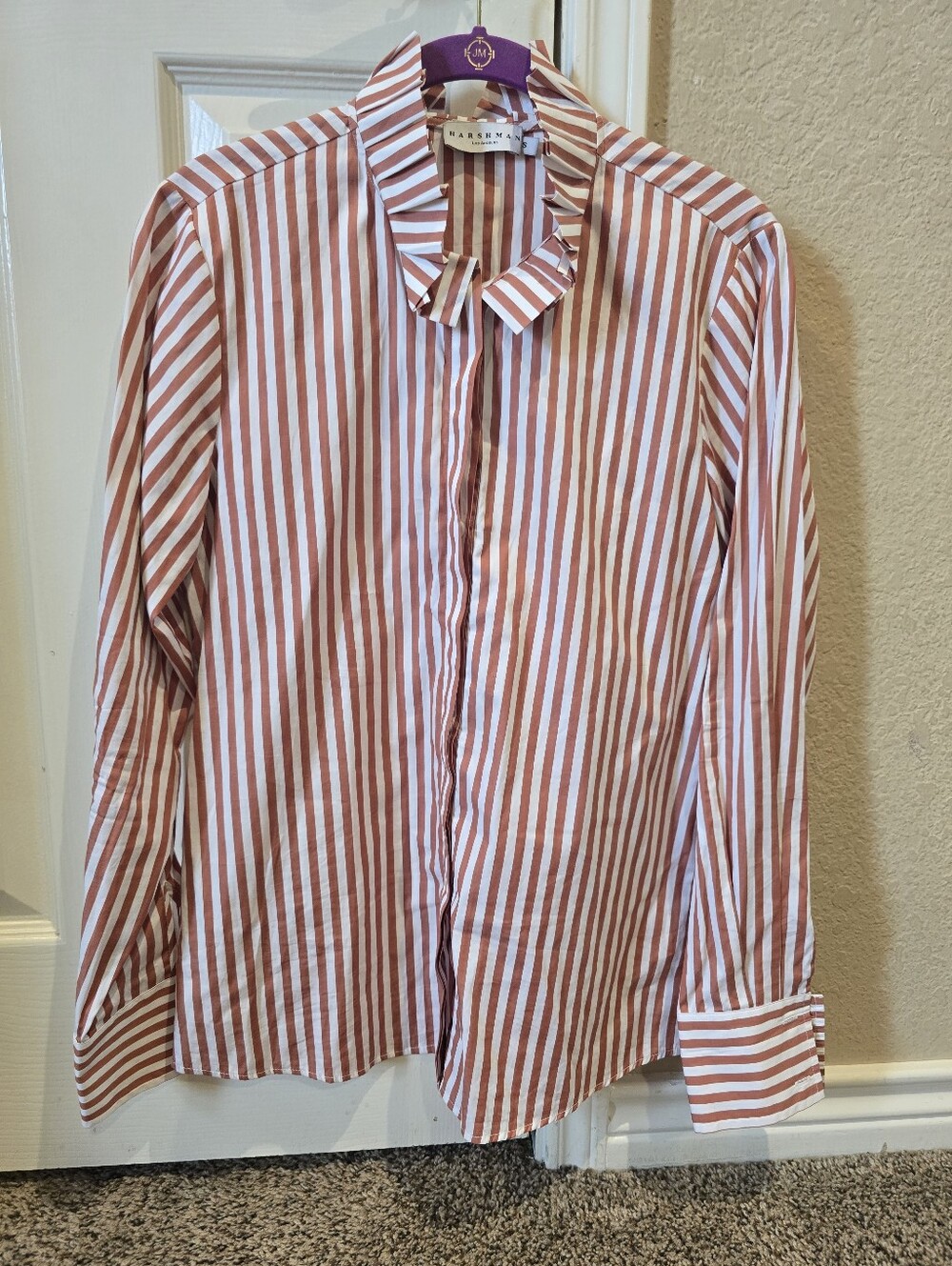 Harshman Los Angeles Brown White Striped Button Up Small